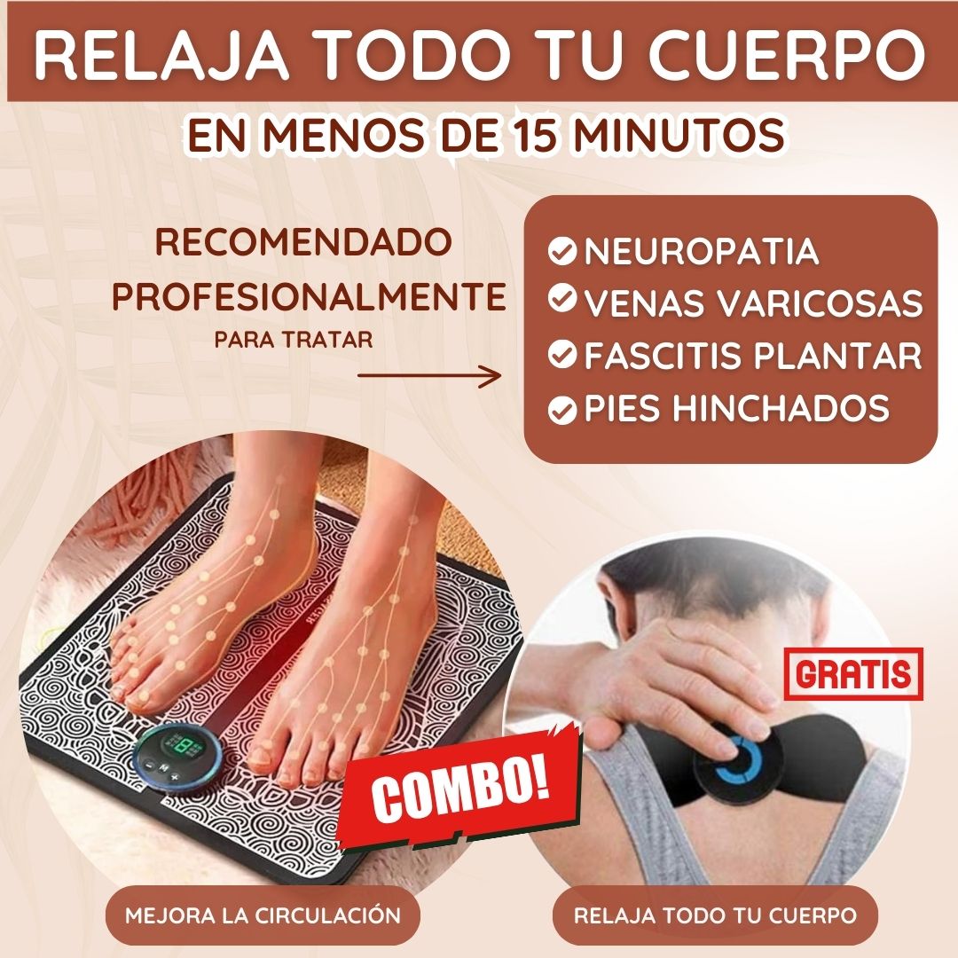 Combo: Tapete Masajeador+ Mini Masajeador corporal Gratis. Alivio para pies hinchados, fascitis plantar, fatiga muscular...